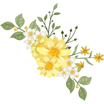 Yellow Flower Arrangement with watercolor style png