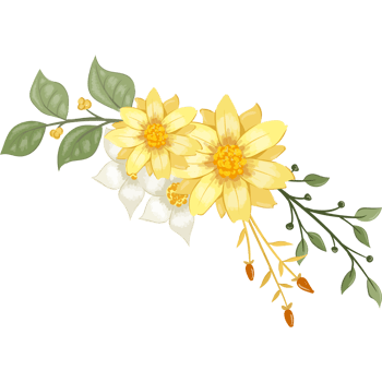Yellow Flower Arrangement with watercolor style png