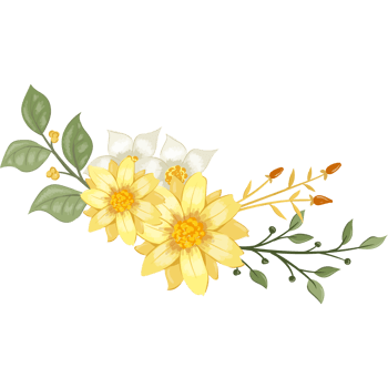 Yellow Flower Arrangement with watercolor style png