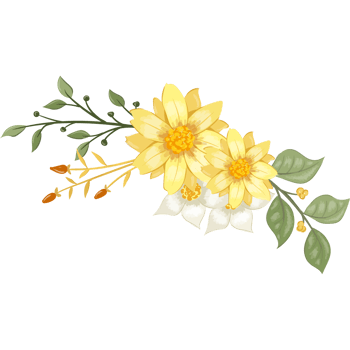 Yellow Flower Arrangement with watercolor style png