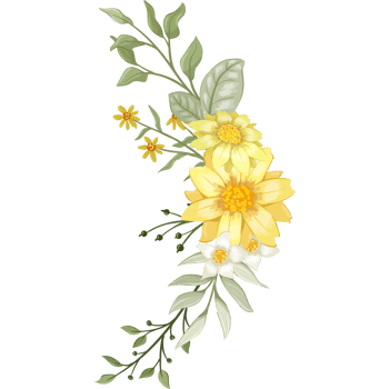 Yellow Flower Arrangement with watercolor style png