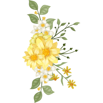 Yellow Flower Arrangement with watercolor style png