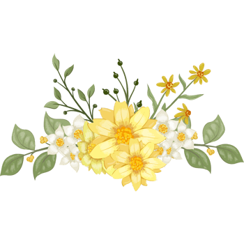 Yellow Flower Arrangement with watercolor style png