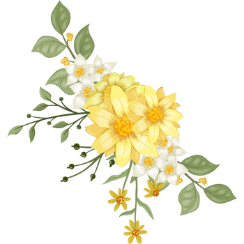Yellow Flower Arrangement with watercolor style png