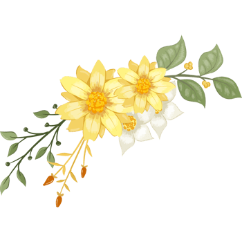 Yellow Flower Arrangement with watercolor style png