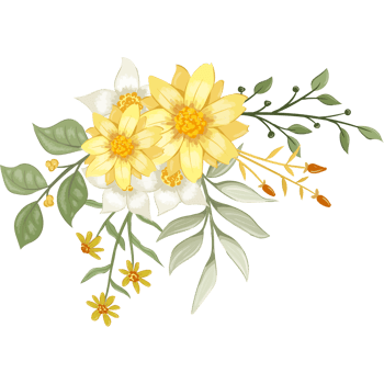 Yellow Flower Arrangement with watercolor style png