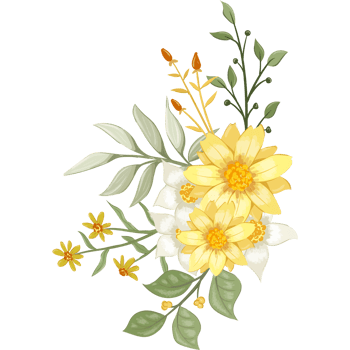 Yellow Flower Arrangement with watercolor style png