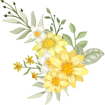 Yellow Flower Arrangement with watercolor style png