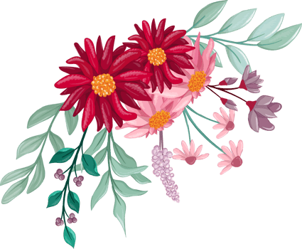 Red Flower Arrangement with watercolor style png