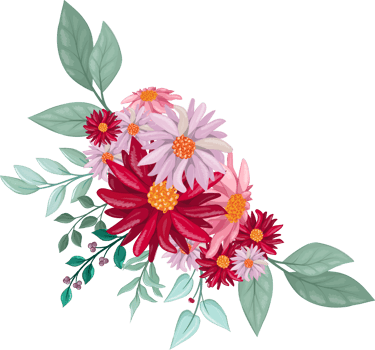 Red Flower Arrangement with watercolor style png