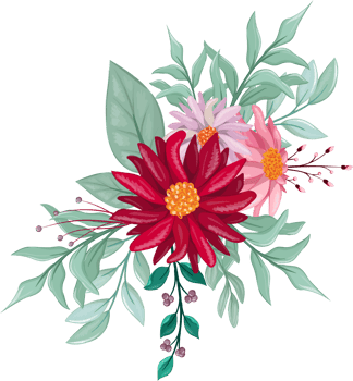 Red Flower Arrangement with watercolor style png