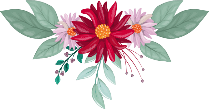 Red Flower Arrangement with watercolor style png