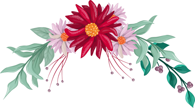 Red Flower Arrangement with watercolor style png