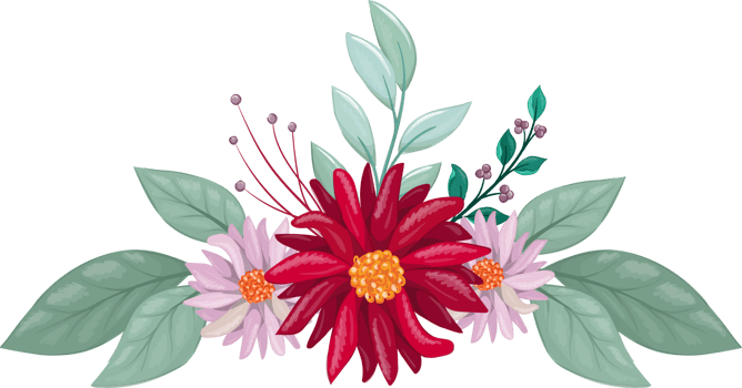 Red Flower Arrangement with watercolor style png