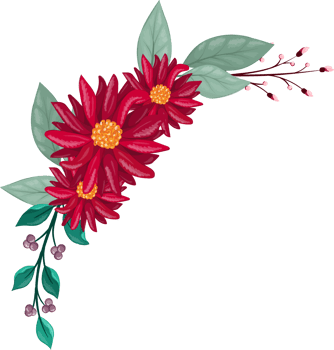 Red Flower Arrangement with watercolor style png