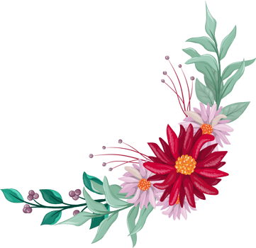 Red Flower Arrangement with watercolor style png