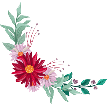 Red Flower Arrangement with watercolor style png