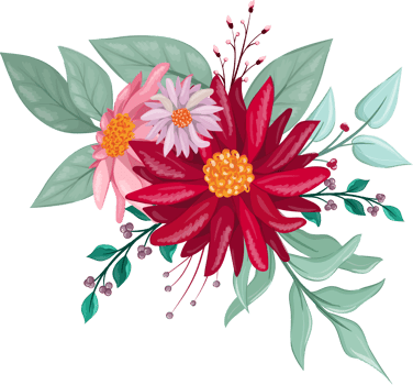 Red Flower Arrangement with watercolor style png