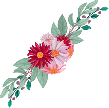 Red Flower Arrangement with watercolor style png