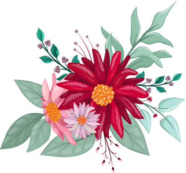Red Flower Arrangement with watercolor style png