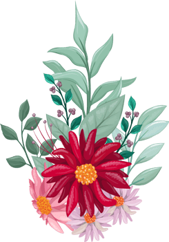 Red Flower Arrangement with watercolor style png