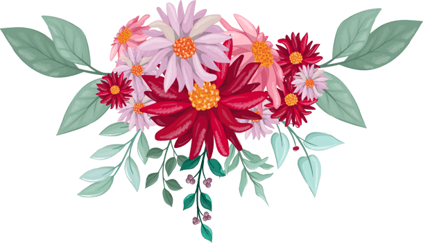 Red Flower Arrangement with watercolor style png