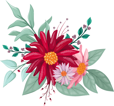 Red Flower Arrangement with watercolor style png