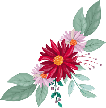 Red Flower Arrangement with watercolor style png