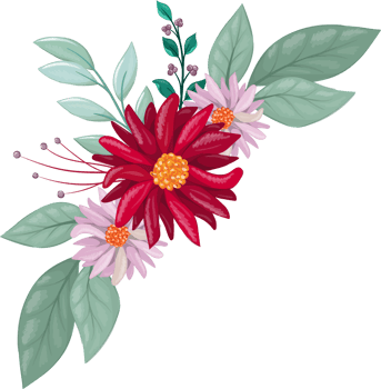 Red Flower Arrangement with watercolor style png