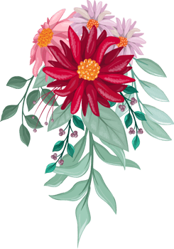 Red Flower Arrangement with watercolor style png