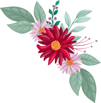 Red Flower Arrangement with watercolor style png
