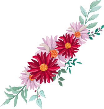 Red Flower Arrangement with watercolor style png