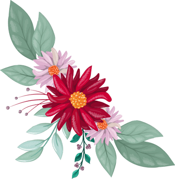 Red Flower Arrangement with watercolor style png