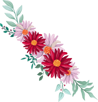 Red Flower Arrangement with watercolor style png