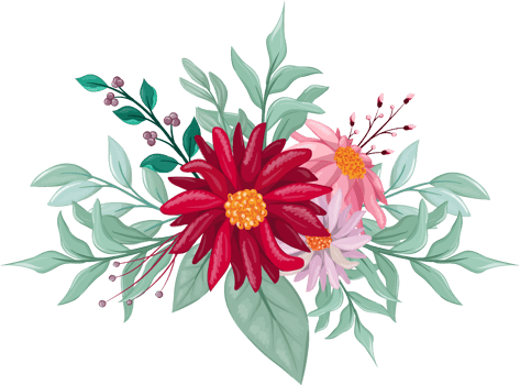 Red Flower Arrangement with watercolor style png