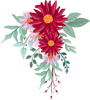 Red Flower Arrangement with watercolor style png