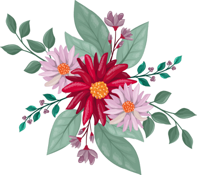 Red Flower Arrangement with watercolor style png