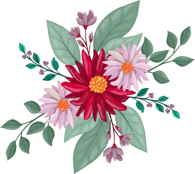 Red Flower Arrangement with watercolor style png