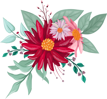 Red Flower Arrangement with watercolor style png