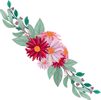 Red Flower Arrangement with watercolor style png