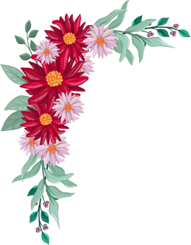Red Flower Arrangement with watercolor style png