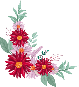 Red Flower Arrangement with watercolor style png