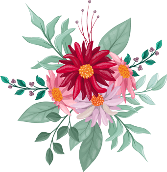 Red Flower Arrangement with watercolor style png