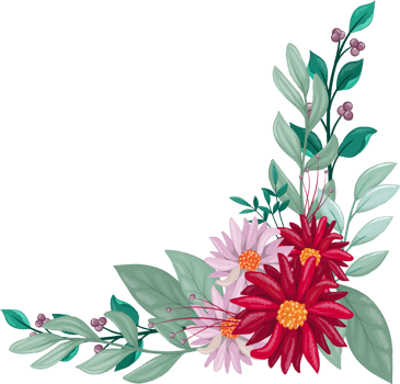 Red Flower Arrangement with watercolor style png