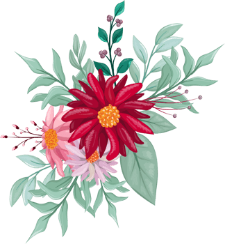 Red Flower Arrangement with watercolor style png