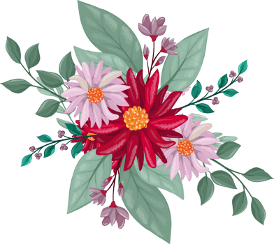 Red Flower Arrangement with watercolor style png