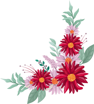 Red Flower Arrangement with watercolor style png