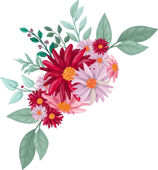 Red Flower Arrangement with watercolor style png