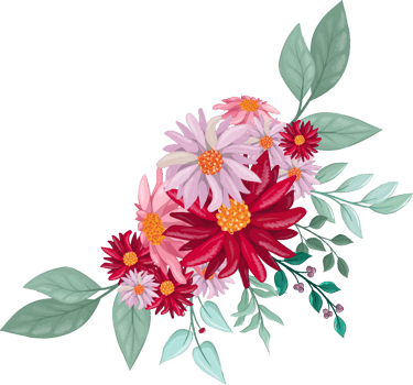Red Flower Arrangement with watercolor style png