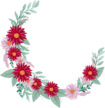 Red Flower Arrangement with watercolor style png